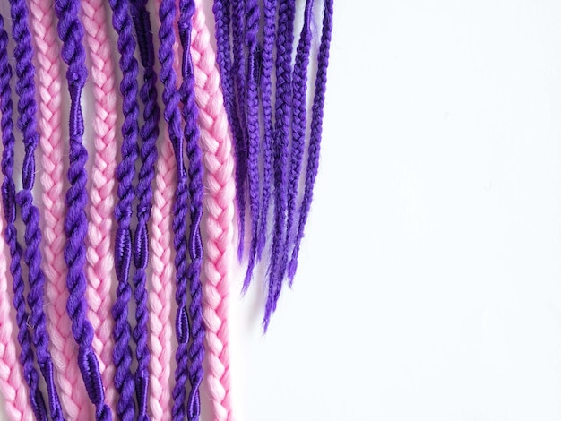 Élastiques afro kanekolon violet et rose accessoire de cheveux pour enfants espace pour texte fait à la main