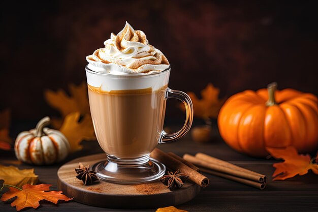 Latte de citrouille à la crème sur table