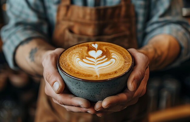 Photo le latte est un chef-d'œuvre artisanal