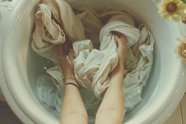 lavage des vêtements vue conceptuelle esthétique