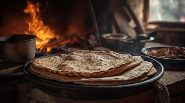 Lavash arménien cuit au four pain pita générative ai