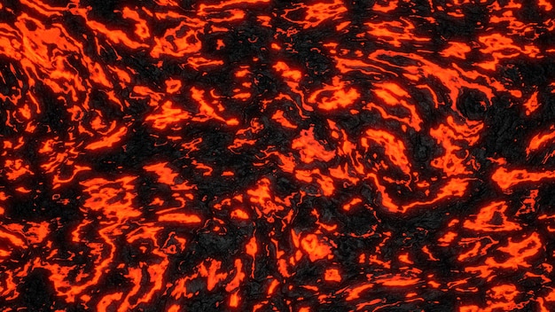 Lave chaude au sol Abstract nature pattern flamme fanée illustration 3D de lave d'éruption volcanique