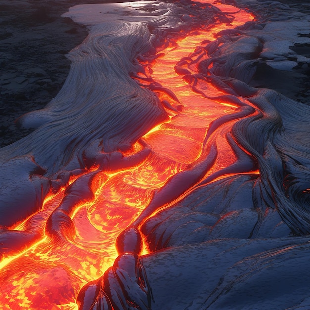 Photo la lave chaude d'une éruption volcanique