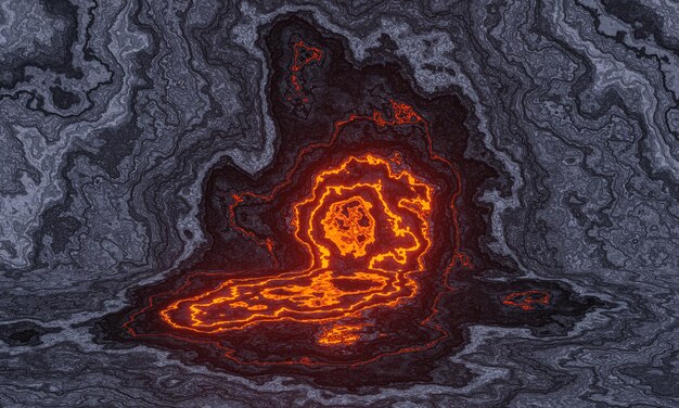 Lave refroidie abstraite en rendu 3D. Fond de roche volcanique.