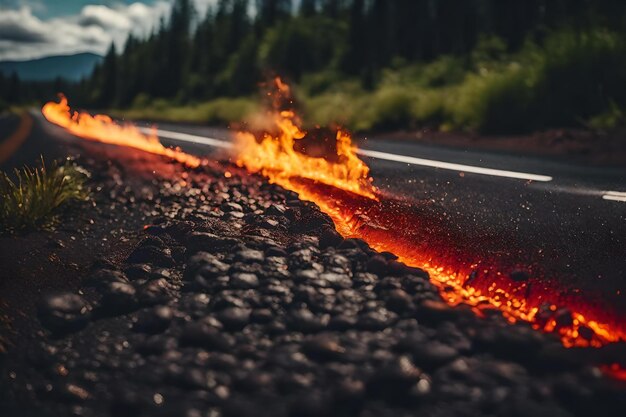 Photo la lave s'écoule dans l'air