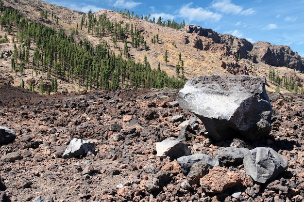 Lave et sommet du volcan Teide. Tenerife, îles Canaries, Espagne