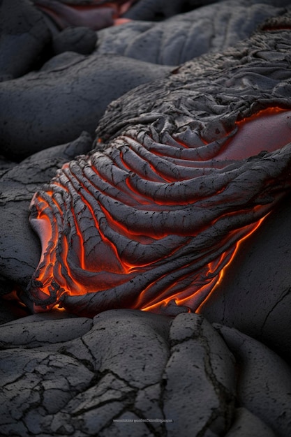 Lave d'un volcan créée avec l'IA générative