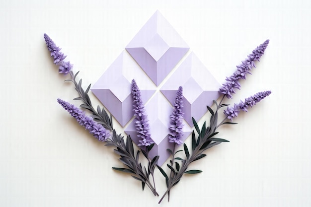 Lavender Tango explorant des formes géométriques en papier dans une palette sereine