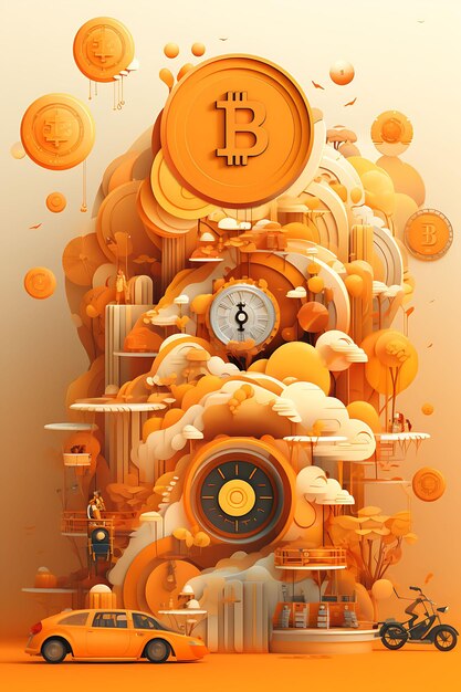 Layout du service de portefeuille Bitcoin Web avec un design plat et le symbole Bitcoin D Figma Concept Banner Poster