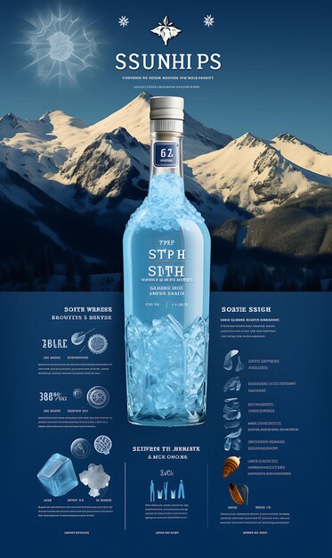 Layout du site Web Schnapps Maker avec un thème bleu et blanc de montagne Alpine F Poster Flyer Design