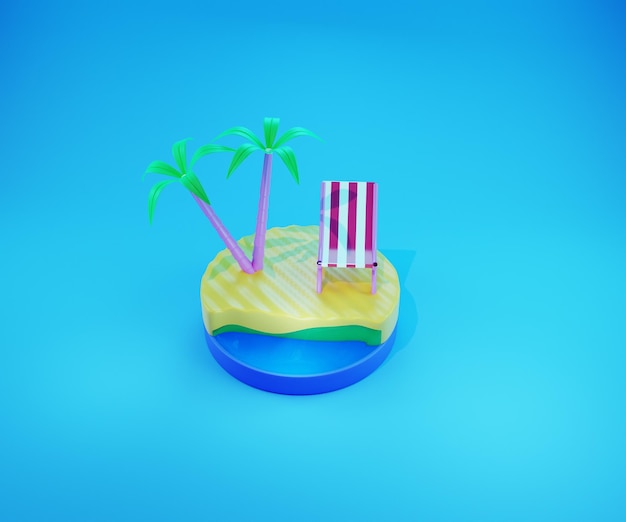 Île d'eau de plage 3D