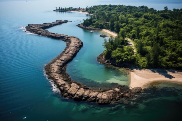 Île de pêche en forme de baie en croissant