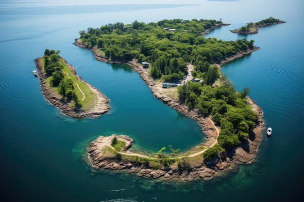 Île de pêche en forme de baie en croissant