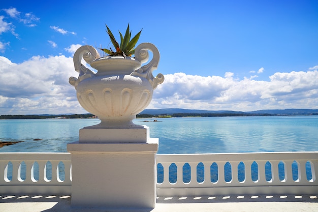 Île de La Toja, pot de fleur de la plage de Toxa à Pontevedra