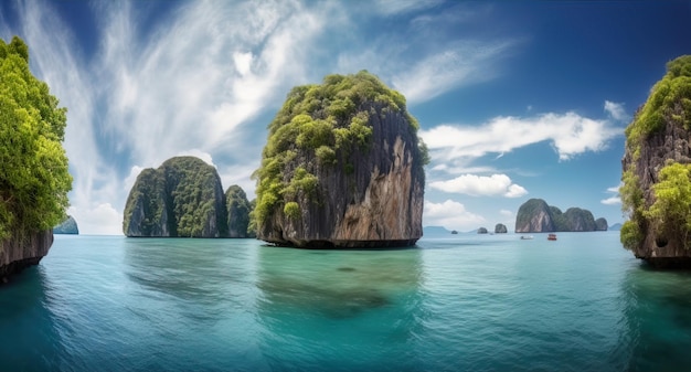 Île tropicale aux eaux sarcelles en Thaïlande