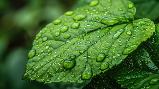 Leaf avec goutte de pluie IA générative