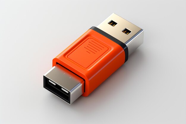 Un lecteur flash USB isolé sur fond blanc Vue supérieure