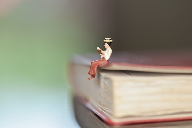 Lecteur de livre de figurines miniatures