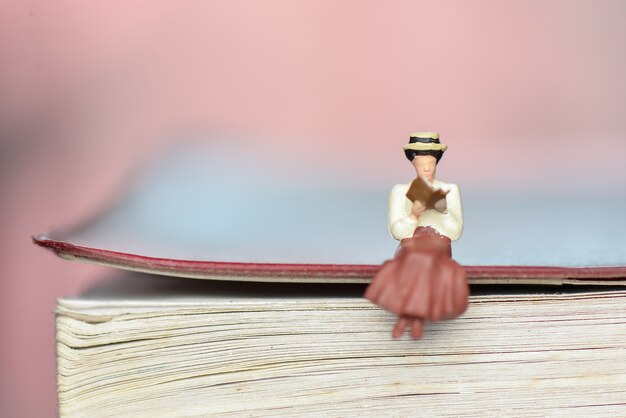 Lecteur de livre de figurines miniatures