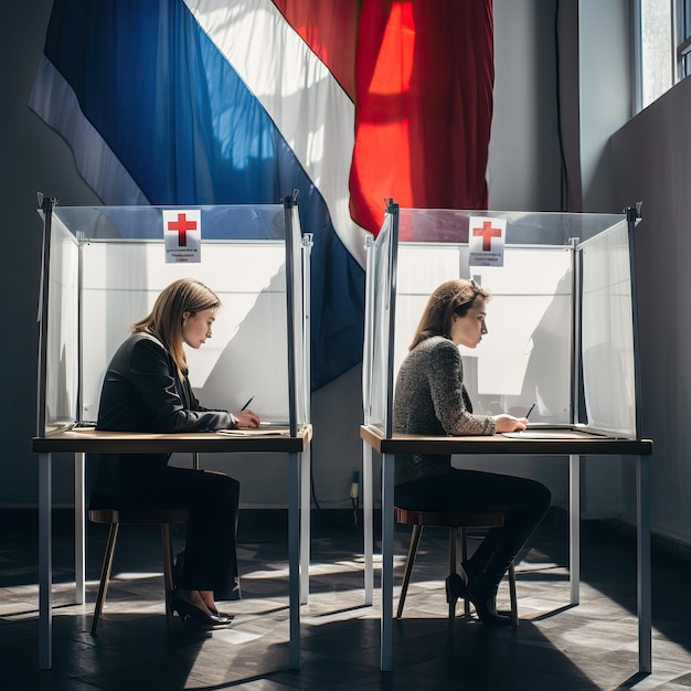 Élection des gens votant dans les cabines élection présidentielle image générée par l'IA de haute qualité