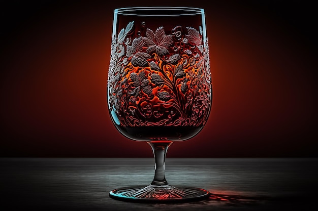 Élégance dans un verre de vin rouge sur l'obscurité abstraite