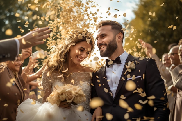 Élégance du mariage d'automne doré