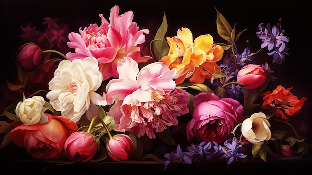 Élégance florale peinte en fantaisie multicolore