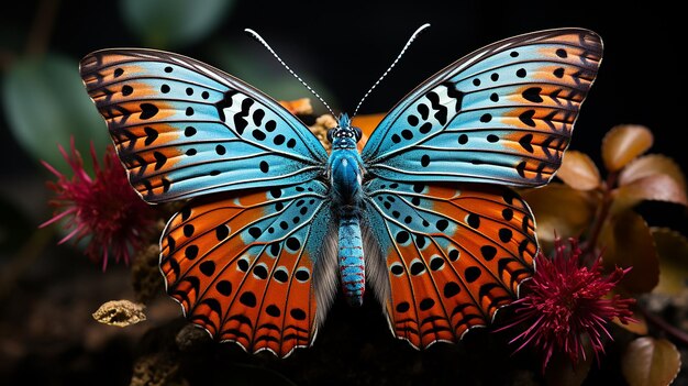 Élégance flottante Papillon délicat sur la fleur bleue