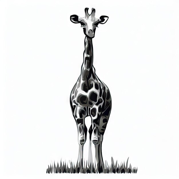 Élégance de la girafe monochrome dans Meadow Generative AI