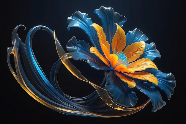 Élégance organique surréaliste de fleurs extraterrestres 3D dans des teintes éclatantes