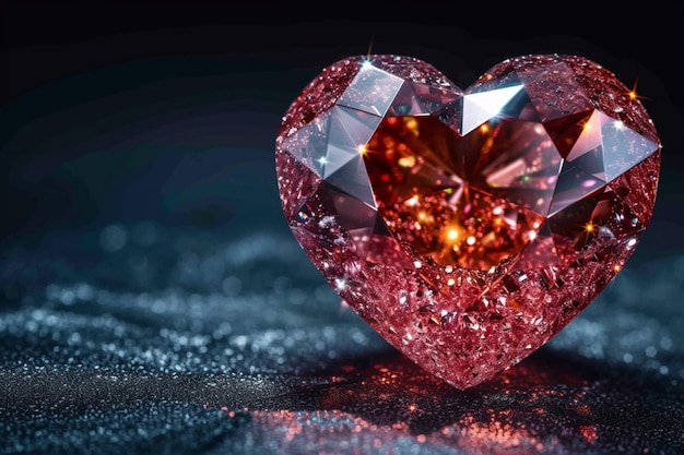 Élégance romantique diamant en forme de cœur sur un fond noir