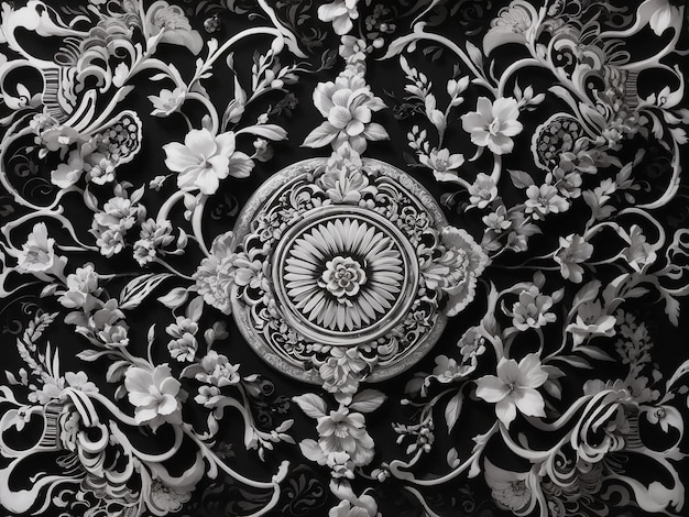 Élégant motif thaïlandais noir et blanc