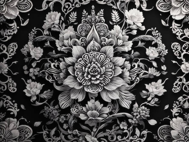 Élégant motif thaïlandais noir et blanc