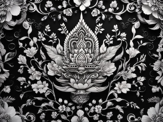 Élégant motif thaïlandais noir et blanc