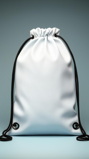 Élégant sac blanc uni fixé par un cordon de serrage noir contrastant Vertical Mobile Wallp