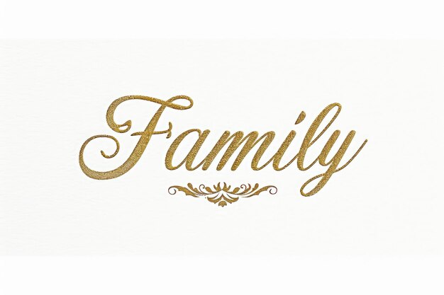 Élégante connexion familiale Embrassez la chaleur de notre famille calligraphie en or Un chef-d'œuvre minimaliste parfait pour exprimer l'amour l'unité et la solidarité Apportez à la maison l'essence des liens familiaux