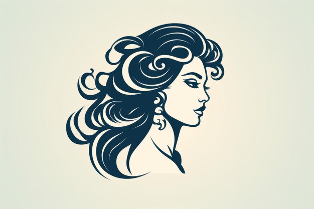 Élégante femme grecque attrayante élément de logo d'art de ligne dans un design vectoriel féminin AR 32