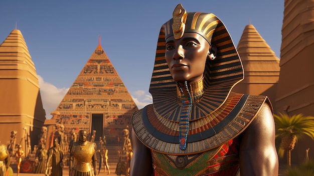 Photo les légendes du pharaon noire nubien dévoilant le majestueux temple kemétique dans un cinéma imax pixar
