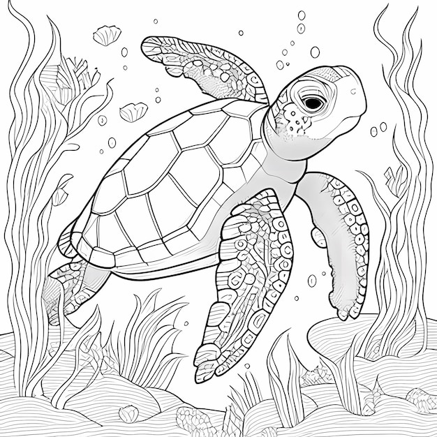 Légendes de la mer Livre à colorier sur les tortues de mer de la Grèce antique