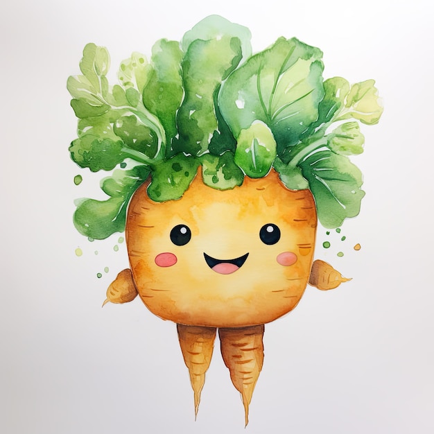 légume de personnage de carotte aquarelle mignon