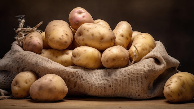 Légumes à base de pommes de terre en sac rempli