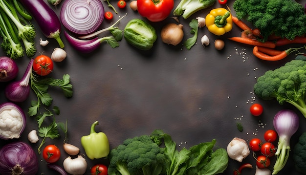 Légumes biologiques crus avec des ingrédients frais pour une cuisine saine sur fond vintage