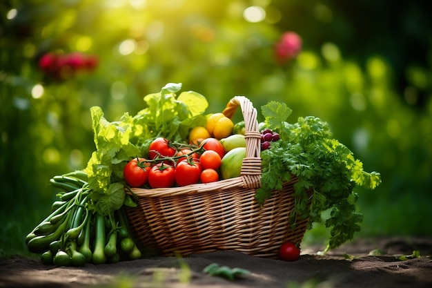 Les légumes biologiques dans un panier de osier