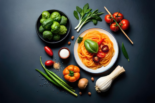 légumes biologiques frais et colorés capturés d'en haut vue de dessus mise à plat