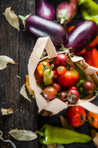 Légumes sur bois