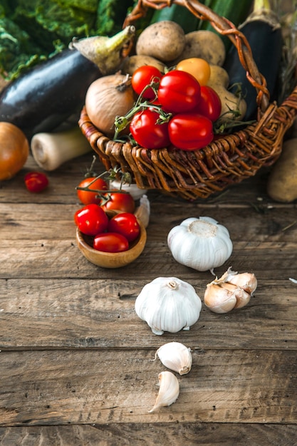 Légumes sur bois