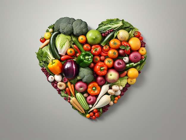 Légumes colorés en forme de coeur générés par l'IA