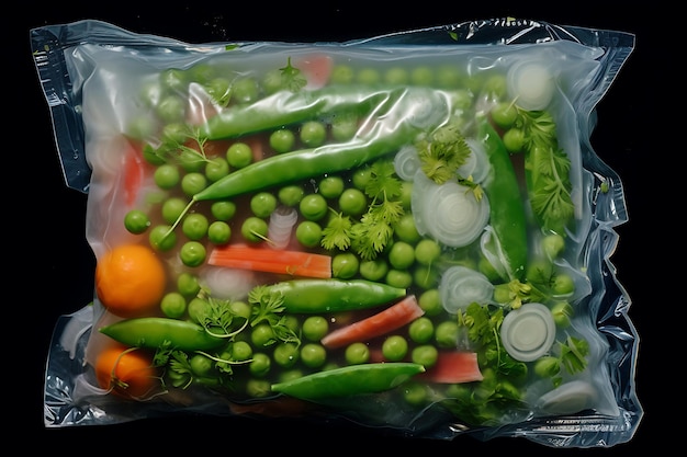 Légumes congelés dans un sac en plastique