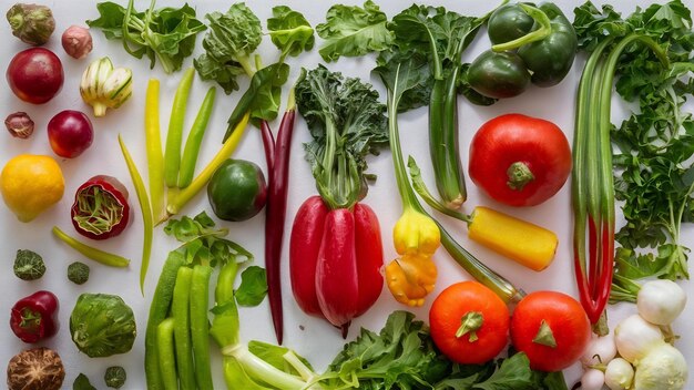 Légumes de couleur sur fond blanc