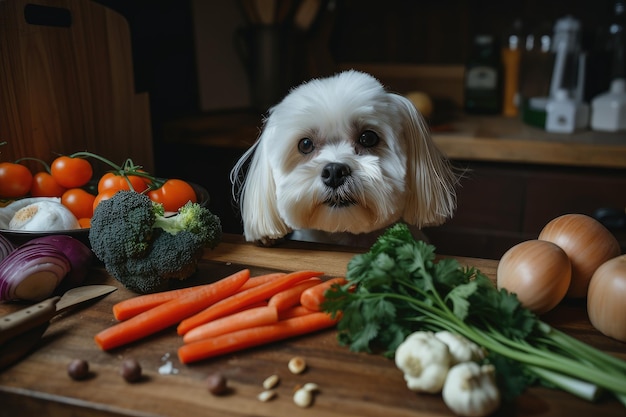 Légumes du chef de chien pour un délicieux repas fait maison